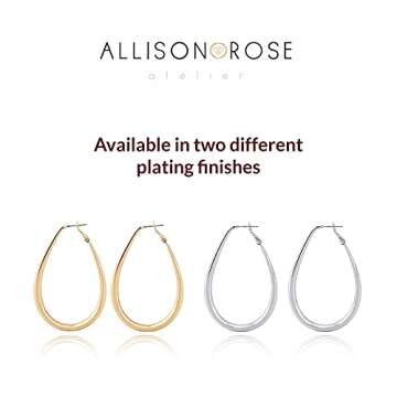 14k Gold Plated Oval Hoop Earrings – Chunky Large Hoops – Bold Statement Earring Set for Women