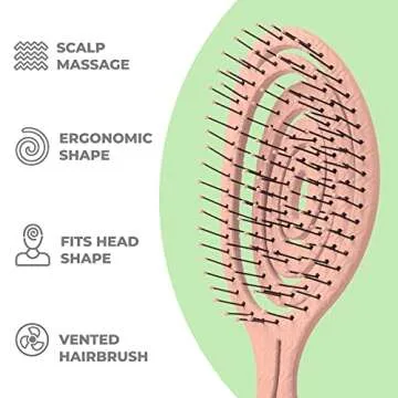 Ninabella Detangling Hair Brush for Women, Men & Children - Does not Pull on Hair - Recycled Hair Straightening Brushes for Straight, Curly & Wet Hair - Vented Wet Brush - Unique Spiral Hairbrush
