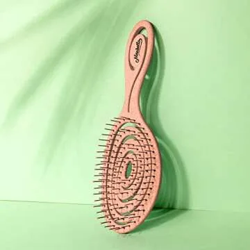 Ninabella Detangling Hair Brush for Women, Men & Children - Does not Pull on Hair - Recycled Hair Straightening Brushes for Straight, Curly & Wet Hair - Vented Wet Brush - Unique Spiral Hairbrush