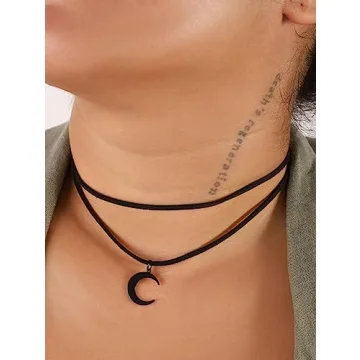 Sacina Gothic Boho Black Moon Choker Necklace for Women