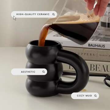 Memoria Collection Cloud Mug - Microwave Safe, Perfect For Coffee and Minimalist Design Lovers - Ceramic Tea Chubby Mug with Handle - Cute Mug, 11oz