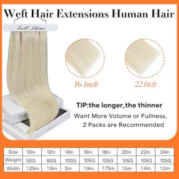Full Shine Weft Hair Extensions Human Hair Color Platinum Blonde Sew In Hair Extensions Real Huamn H...