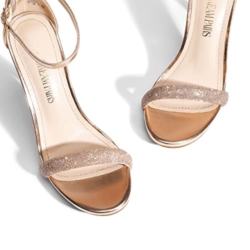 DREAM PAIRS Women's Stiletto Heeled Sandals in Champagne