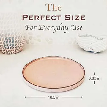 Mora Ceramic Flat Dinner Plates Set of 6, 10.5 in High Edge Dish Set - Microwave, Oven, and Dishwash...