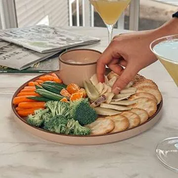 Mora Ceramic Flat Dinner Plates Set of 6, 10.5 in High Edge Dish Set - Microwave, Oven, and Dishwasher Safe, Scratch Resistant, Modern Dinnerware- Kitchen Porcelain Serving Dishes - Chai