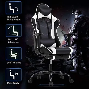 BestOffice Ergonomic Gaming Chair with Footrest - Comfort & Style