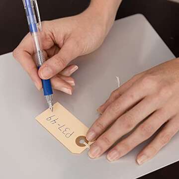 Manila Paper Tags with String - #1, 2 3/4” x 1 3/8” Box of 100 Small Hang Tags with String Attached and Reinforced Hole, Manila Tags with Strings, Shipping Tags with String