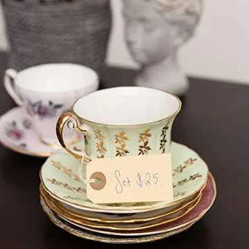 Manila Paper Tags with String - #1, 2 3/4” x 1 3/8” Box of 100 Small Hang Tags with String Attached and Reinforced Hole, Manila Tags with Strings, Shipping Tags with String