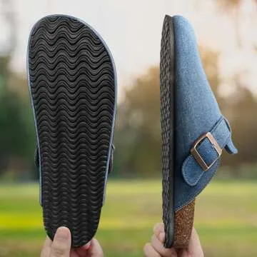 BULLIANT Comfort Clogs Slippers Sandals Nurse Work Shoes Unisex for Men Women with Cushioned Cork-Footbed(Purplish Blue-6 Women/4 Men)