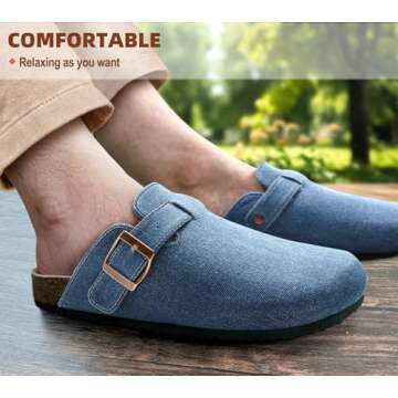 BULLIANT Comfort Clogs Slippers Sandals Nurse Work Shoes Unisex for Men Women with Cushioned Cork-Footbed(Purplish Blue-6 Women/4 Men)