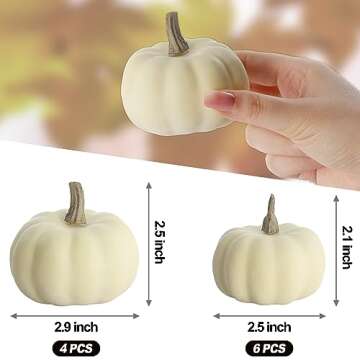 Artgar Pumpkin Decor - White Pumpkin - 10 PCS Mini Pumpkin Harvest Set - Beige Foam Pumpkins for Hom...