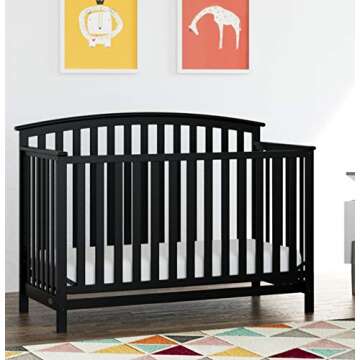 Graco Freeport 4-in-1 Convertible Crib, Black, Easily Converts to Toddler Bed Day Bed or Full Bed, Three Position Adjustable Height Mattress, Some Assembly Required (Mattress Not Included)