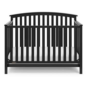 Graco Freeport 4-in-1 Convertible Crib, Black, Easily Converts to Toddler Bed Day Bed or Full Bed, Three Position Adjustable Height Mattress, Some Assembly Required (Mattress Not Included)