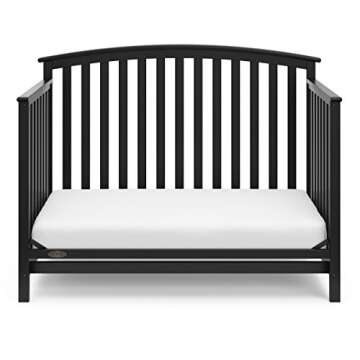 Graco Freeport 4-in-1 Convertible Crib, Black, Easily Converts to Toddler Bed Day Bed or Full Bed, Three Position Adjustable Height Mattress, Some Assembly Required (Mattress Not Included)