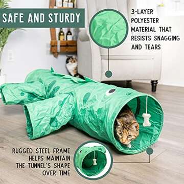 Pet Craft Supply Dizzy Dino Multi Cat Tunnel Boredom Relief Toys with Crinkle Feather String for Dog...