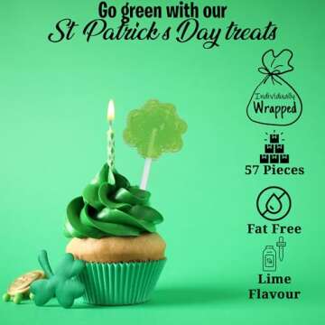 Fun Express St Patricks Mini Shamrock Lollipops Green (57 Pack) 1 lb - Irish Candy Suckers