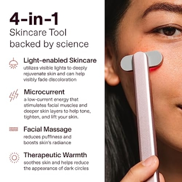 Solawave 4-in-1 Facial Wand | Red Light Therapy for Face and Neck | Microcurrent Facial Device for Anti-Aging | Skin Tightening Machine | Face Massager | Facial Wand (Rose Gold)