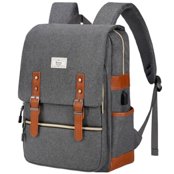 Ronyes Vintage Laptop Backpack with USB Charging Port