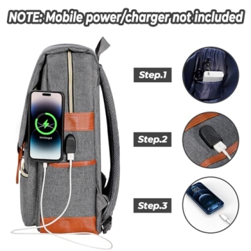 Ronyes Vintage Laptop Backpack with USB Charging Port