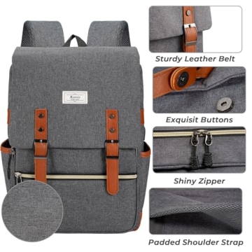 Ronyes Vintage Laptop Backpack with USB Charging Port