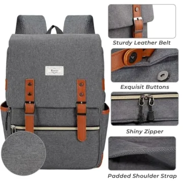 Ronyes Vintage Laptop Backpack with USB Charging Port