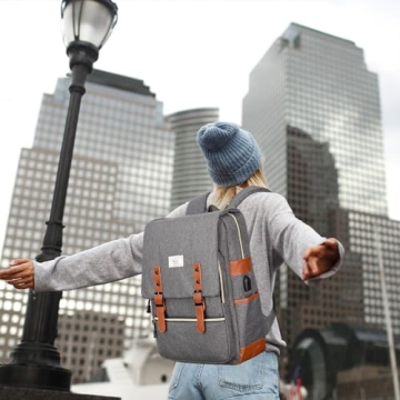 Ronyes Vintage Laptop Backpack with USB Charging Port