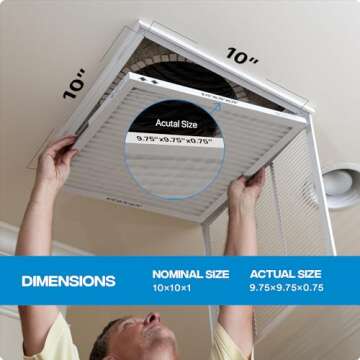 Simply 10x10x1 Air Filter, Merv 13, MPR 1500, 6 Pack, For Home AC Furnace & HVAC (Actual Size: 9.75"x9.75"x0.75") DUST, Pet, & Allergy Control