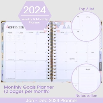 2024 Weekly & Monthly Planner with Beautiful Design