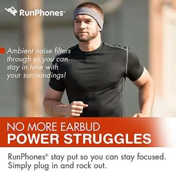 AcousticSheep RunPhones Wireless | Bluetooth Headphones for Running, Exercise & More | Flat Speakers | Rechargeable Battery Lasts Up to 10 Hours | Swift Black (Size S)