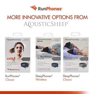 AcousticSheep RunPhones Wireless | Bluetooth Headphones for Running, Exercise & More | Flat Speakers | Rechargeable Battery Lasts Up to 10 Hours | Swift Black (Size S)