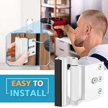 Home Security Door Lock Reinforcement - Upgraded Childproof Safety Door Locks Defender Easy Open with 3" Stop Withstand 800 lbs for Inward Swinging Door, Night Lock Deadbolt Guard Defend Your Home 1PC