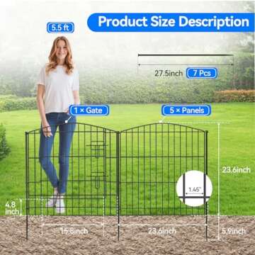 INJOPEXI Decorative Garden Fence Animal Barrier Fencing for Outdoor Backyard