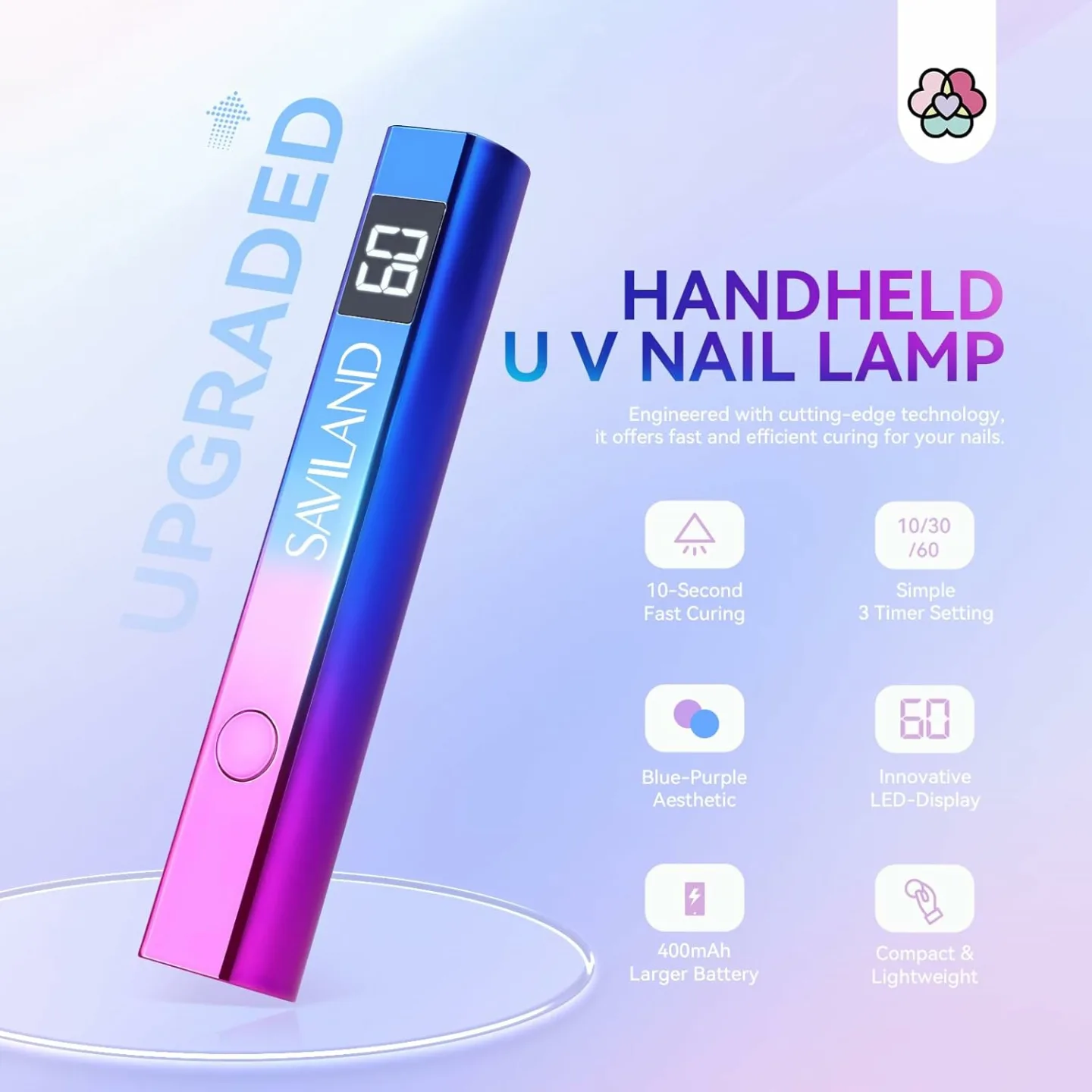 Portable 12W SAVILAND UV Nail Lamp for Gel Nails