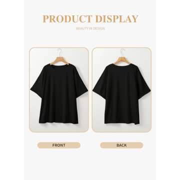 Eytino Women's Plus Size T Shirts Oversized Short Sleeve Crewneck Tee Tops Loose Fit Summer Casual Blouse,1X Black