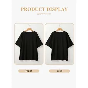 Eytino Women's Plus Size T Shirts Oversized Short Sleeve Crewneck Tee Tops Loose Fit Summer Casual Blouse,1X Black