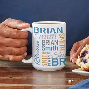 Let's Make Memories Personalized Your Name Signature Mug - Custom 15oz Coffee Mug - Stocking Stuffer - For Christmas Gray