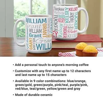 Let's Make Memories Personalized Your Name Signature Mug - Custom 15oz Coffee Mug - Stocking Stuffer - For Christmas Gray