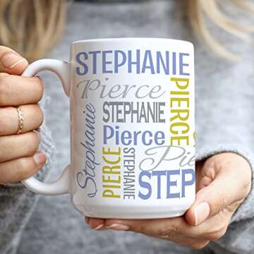 Let's Make Memories Personalized Your Name Signature Mug - Custom 15oz Coffee Mug - Stocking Stuffer - For Christmas Gray