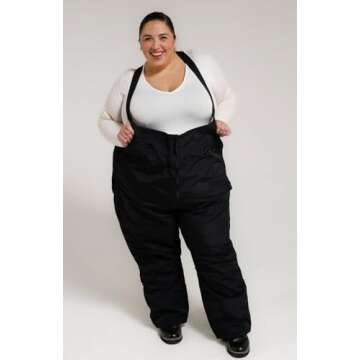 Snow Country Outerwear Women's Plus Size Snow Ski Bibs Overalls Pants (2X (20/22), Black)