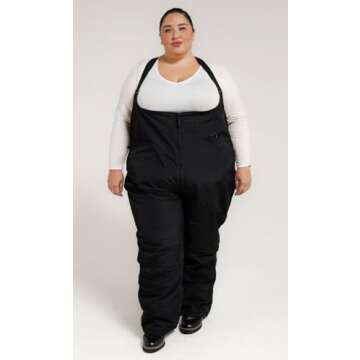 Snow Country Outerwear Women's Plus Size Snow Ski Bibs Overalls Pants (2X (20/22), Black)