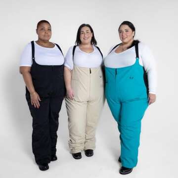 Snow Country Outerwear Women's Plus Size Snow Ski Bibs Overalls Pants (2X (20/22), Black)