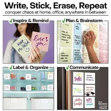 Reusable Dry Erase Sticky Notes by M.C. Squares | 12-Pack