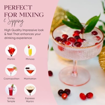 Elegant Pink Coupe Glasses Set with Rose Gold Rim