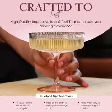 Elegant Pink Coupe Glasses Set with Rose Gold Rim