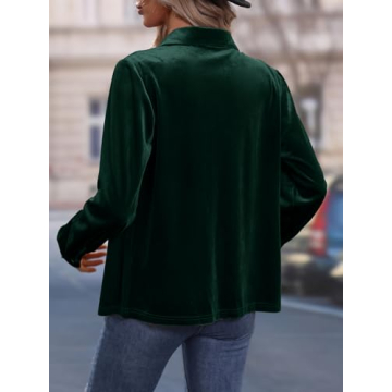 Stylish Floerns Velvet Button Down Blouse for Women