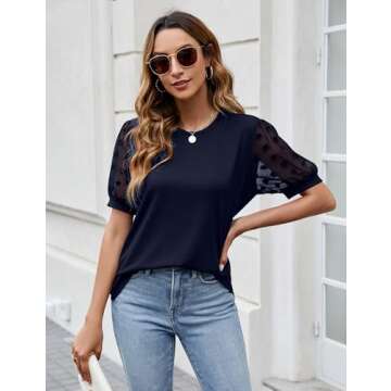 Blooming Jelly Womens Short Sleeve Blouse Business Casual Dressy Tops Ribbed Summer Stylish Work Shi...