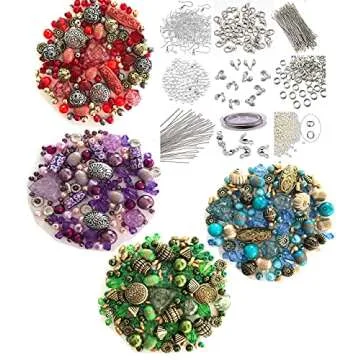 Adults Deluxe Jewelry Making Beads Mix Pliers Findings Starter Kit Gift Set