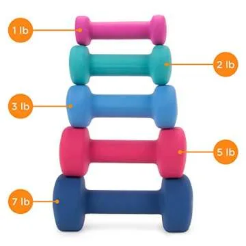 Crown Sporting Goods 5 Pairs of Neoprene Exercise Dumbbells - Fitness Sculpting Hand Weights with Mobile Storage Rack