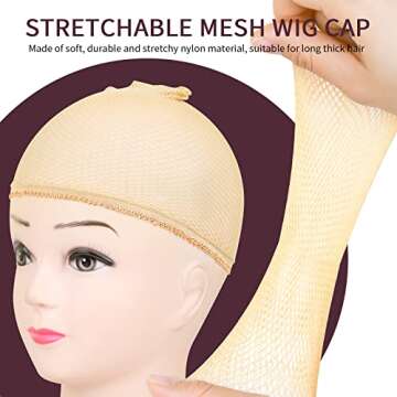 FANDAMEI Light Brown Wig Caps - 4PCS Mesh Net Comfort