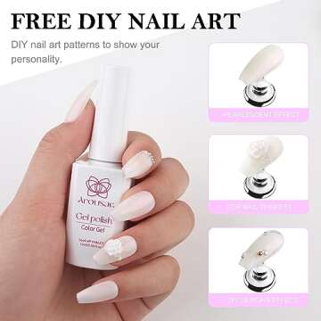 Arousar Gel Polish, 15ml Pearl White Color Soak Off Gel Nail Polish, Fall Thanksgiving Day Quick Dry Nail UV LED Manicure Gel Nail Polish for Salon DIY at Home